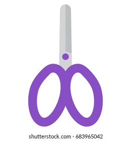 Stationery scissors icon, vector illustration flat style design isolated on white. Colorful graphics