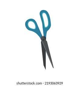 Stationery scissors illustration. School supply flat design. Office element - stationery and school supply. Back to school. Scissors icon. Tool for seamstress and hairdresser.