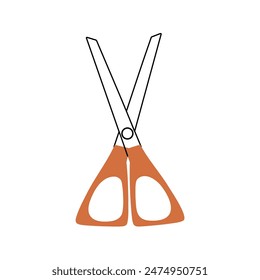 Stationery scissors. School supplies. Element on isolated background. 