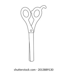 Icono vectorial de las tijeras de diseño.Icono vector de contorno aislado en tijeras de fondo blanco.