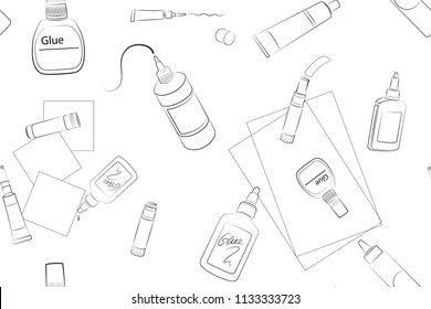 Stationery seamless pattern, different types of ????, office and school stationery, can be used for background of website, notebook and other