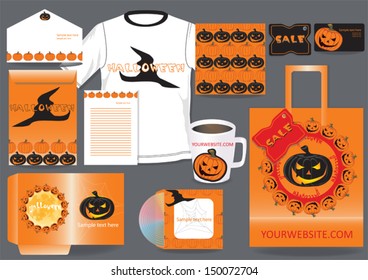 Stationery set and corporate design with halloween motives