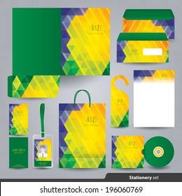 Stationery set design / Stationery template / Corporate identity design vector in Brazilian flag concept.