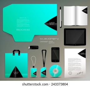 Stationery set design-identity template-modern-geometric-brochure