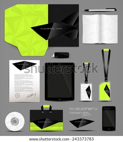 Stationery set design-identity template-modern-geometric-brochure
