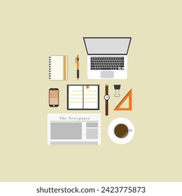 Stationery set flat design vector