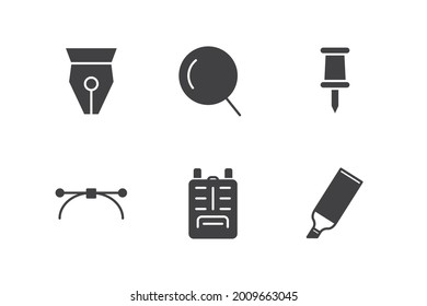 stationery set icon, isolated stationery set sign icon, vector illustration