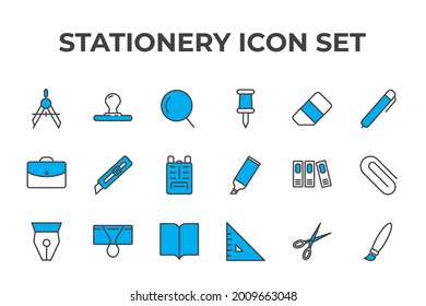 stationery set icon, isolated stationery set sign icon, vector illustration