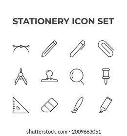 stationery set icon, isolated stationery set sign icon, vector illustration