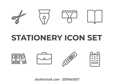 stationery set icon, isolated stationery set sign icon, vector illustration