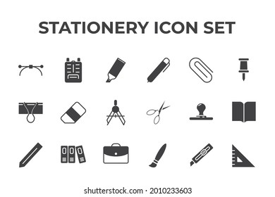 stationery set icon, isolated stationery set sign icon, vector illustration