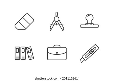 stationery set icon, isolated stationery set sign icon, vector illustration