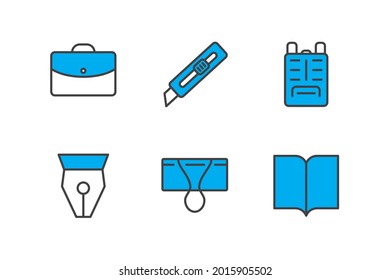 stationery set icon, isolated stationery set sign icon, vector illustration