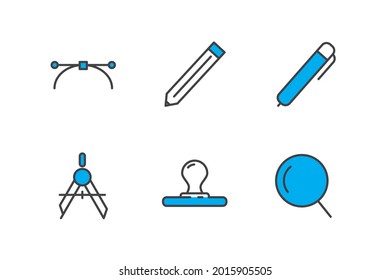 stationery set icon, isolated stationery set sign icon, vector illustration
