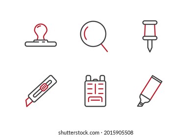 stationery set icon, isolated stationery set sign icon, vector illustration