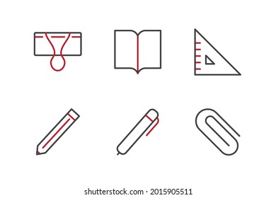 stationery set icon, isolated stationery set sign icon, vector illustration