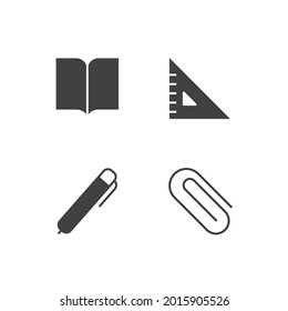 stationery set icon, isolated stationery set sign icon, vector illustration