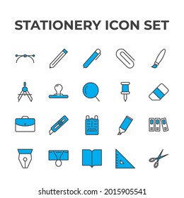 stationery set icon, isolated stationery set sign icon, vector illustration