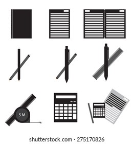 Stationery set icons vector 