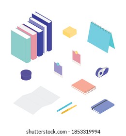Juego de sábanas. Isometric vectorial ilustración en diseño plano. Trabajando desde casa, oficina, haciendo deberes.