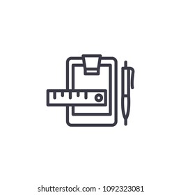 Stationery set linear icon concept. Stationery set line vector sign, symbol, illustration.