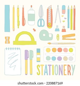 Stationery set objects