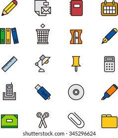 STATIONERY set of outline icons