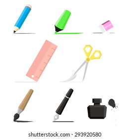stationery set polygon vector colorful