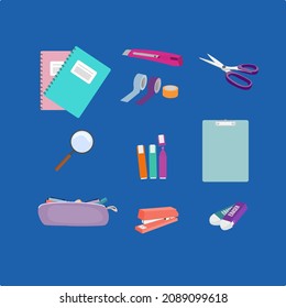 stationery set school and office  vector collection