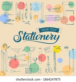 Stationery set in the style of the sketch. Template vector background for labels, banners, flyers, booklets.
