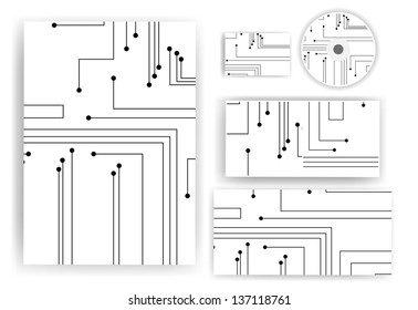 Stationery set for your design, circuit board digital Illustration.