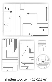 Stationery set for your design, circuit board digital Illustration.