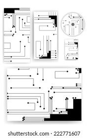 Stationery set for your design, circuit board digital Illustration.
