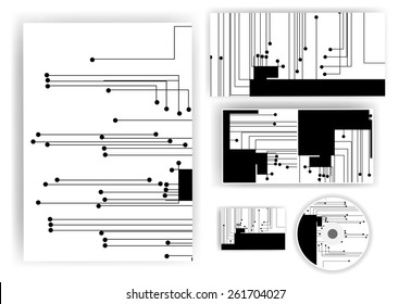 Stationery set for your design, circuit board digital Illustration.
