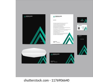Stationery Simple Editable Corporate identity template design with triangle 3D logo aqua blue color. Business set branding eps 10