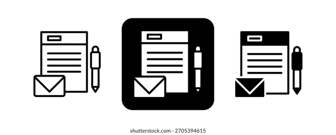 Stationery Solid color and black line drawing vector illustration set