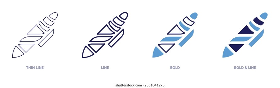 Stationery sustainable icon in 4 different styles. Thin Line, Line, Bold, and Bold Line. Duotone style. Editable stroke.