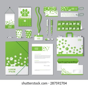 Stationery template design with animal footprint elements - vector illustration