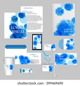 Stationery template design with blue round elements