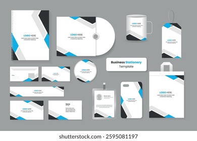 Stationery template design,  Brand Identity concept of stationery Mock-Up set with abstract graphics