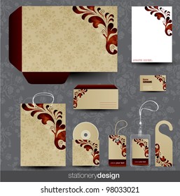 Stationery template design with card, cd and envelope in vector format