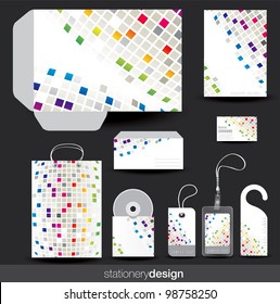 Stationery template design with card, cd and envelope in vector format