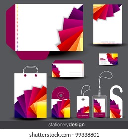 Stationery template design with card, cd and envelope in vector format