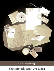 Briefbogendesign mit Karte, CD und Umschlag im Vektorformat