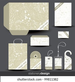 Diseño de plantillas de estatización con tarjeta, cd y sobre en formato vectorial