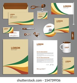 Stationery template design with color stripes. Documentation for business.