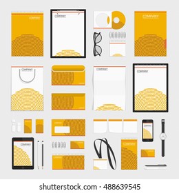 Stationery template design. Corporate identity business set in orange colors. Vector modern company style for brand book and guideline. Branding design concept. 