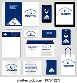 Stationery template design. Documentation for business. Mountaineer. Snow. Mountain.