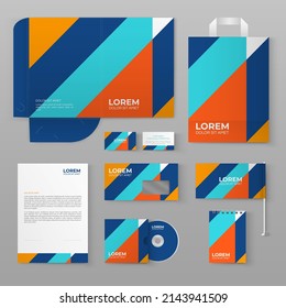Stationery template design with geometric pattern. Set of business corporate identity mock up. Documentation for business.