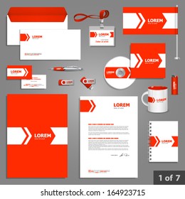 Stationery template design with red arrows. Documentation for business.